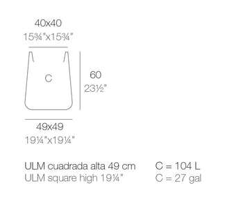 ULM hoher quadratischer Topf 49x49x60