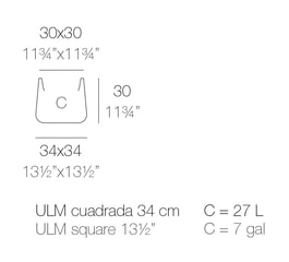 ULM quadratischer Topf 34x34x30