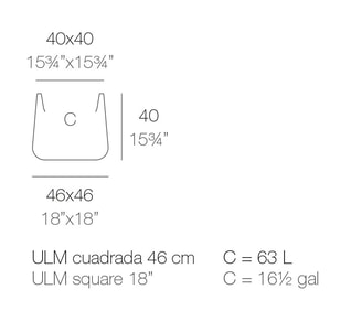 ULM quadratischer Topf 45x45x40