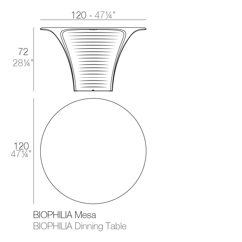 BIOPHILIA TABLE Dm. 120x72 cm