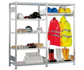  CLIP Arbeitsschutzregal mit Kleiderstange für die hängende Lagerung von Bekleidung