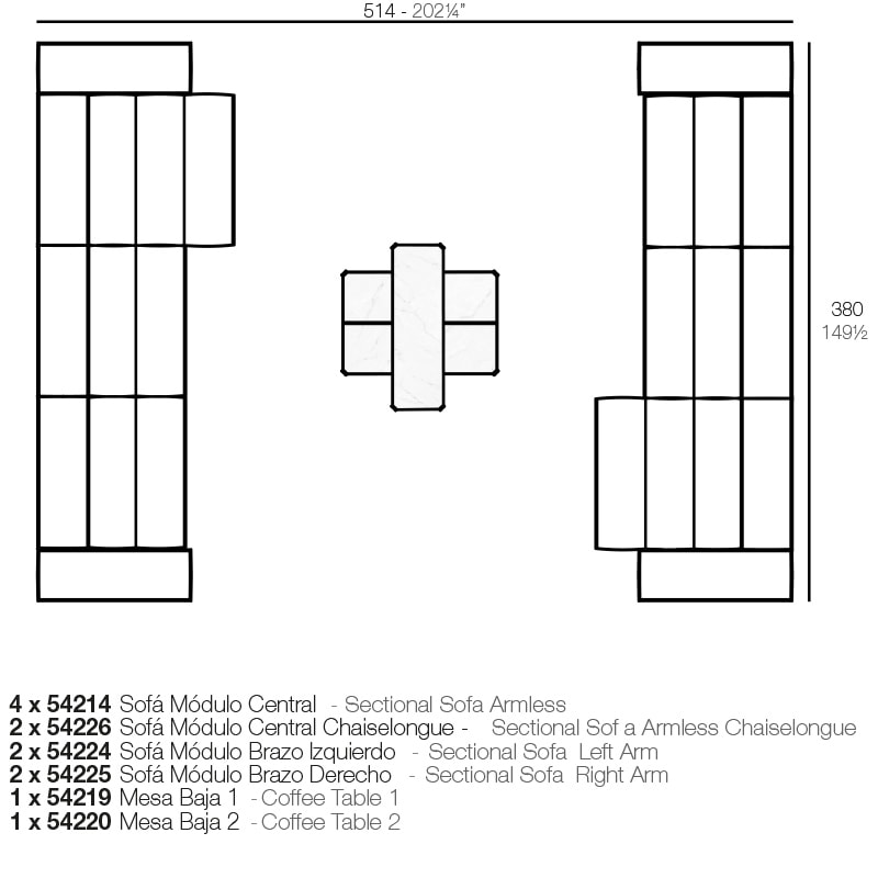 Combination TABLET CHAISELONGUE ARMLESS Ref. 54226_03