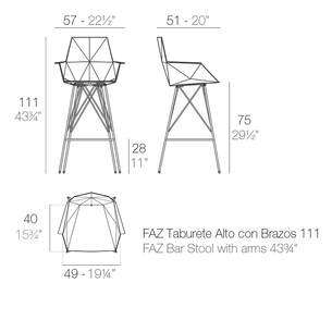 FAZ Bar Stuhl mit Armlehnen 57x51x111 cm
