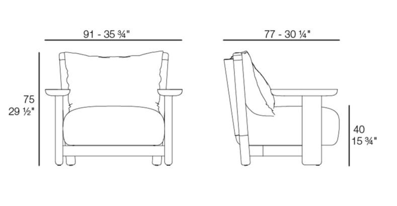 MILOS Holz Lounge Sessel 