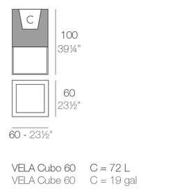 VELA Cube Pflanzengefäß 60x60x100