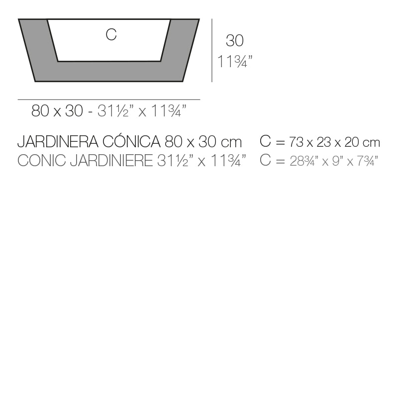 JARDINERA CONICA 80x30x30 cm