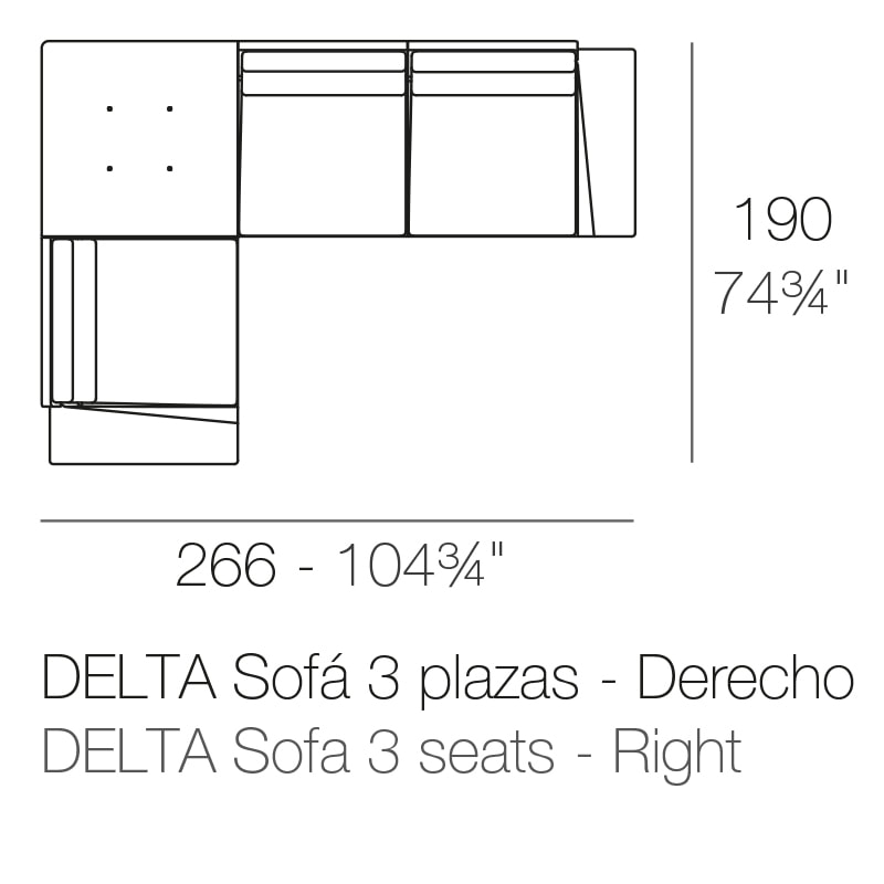DELTA CORNER SOFA 3 SEAT RIGHT