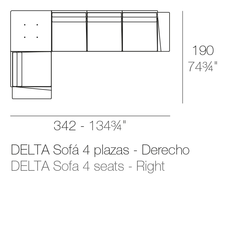 DELTA CORNER SOFA RIGHT 4 SEAT