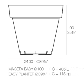 Maßbild EASY MACETA Planter Ø100x90 cm, Ref. 48601