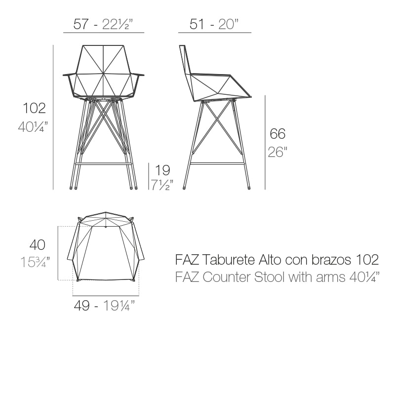 FAZ bar stool 57x51x102 cm