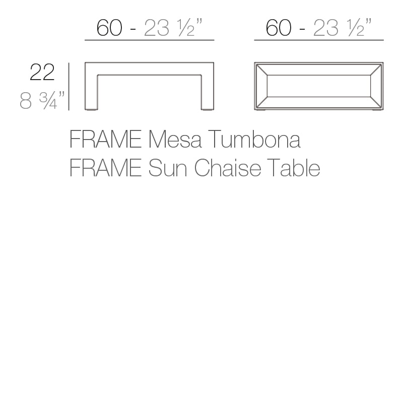FRAME SUN CHAISE TABLE 60x60x22 cm