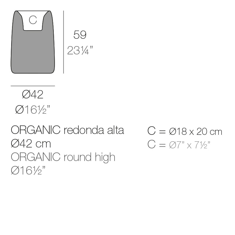 ORGANIC HIGH ROUND PLANTER Dm. 42x59 cm