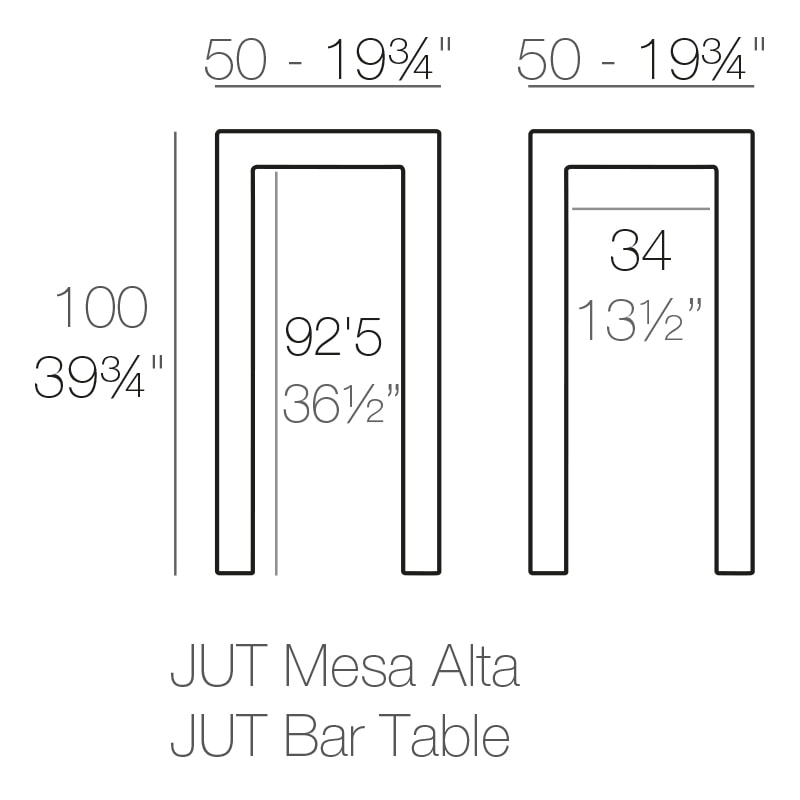 JUT BAR TABLE 50x50x100 cm