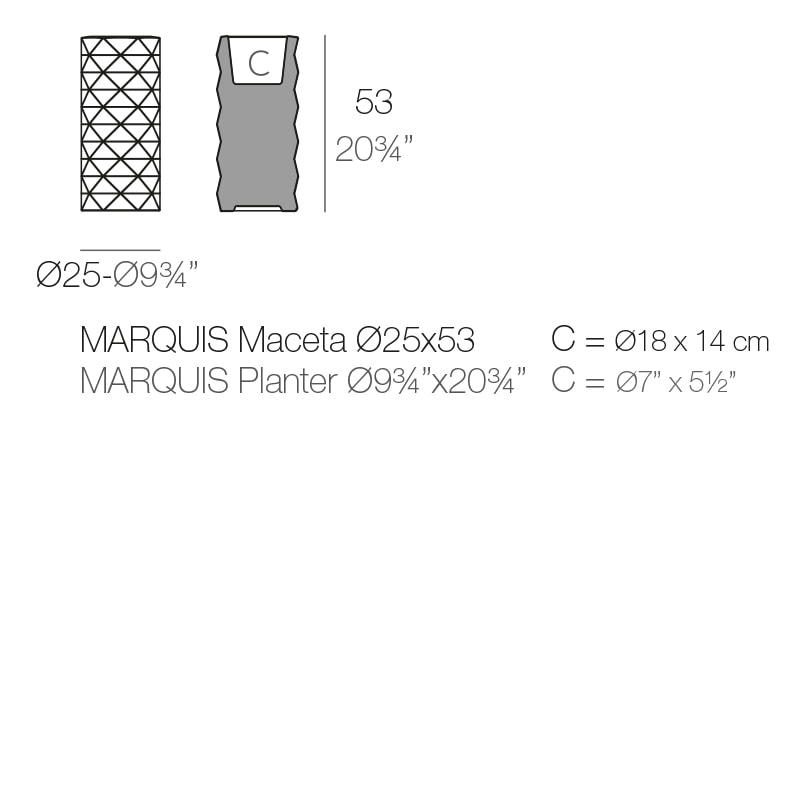 MARQUIS PLANTER Dm. 25x53 cm