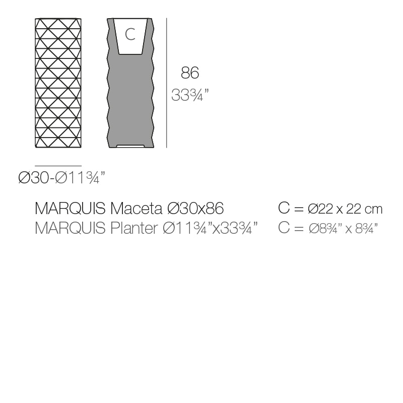 MARQUIS PLANTER Dm. 30x86 cm