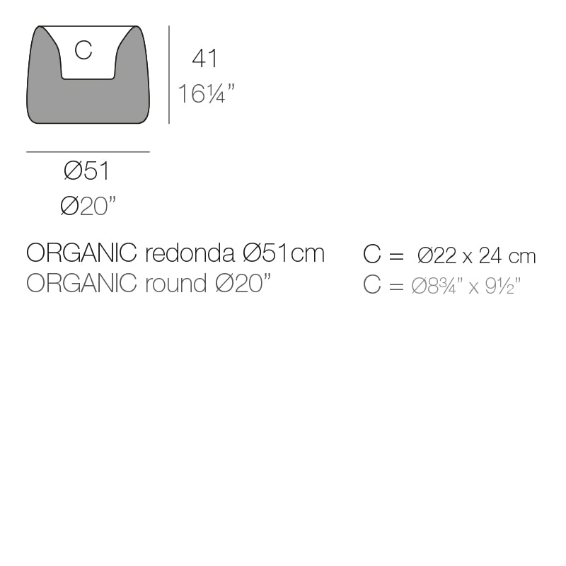 ORGANIC ROUND PLANTER Dm. 51x41 cm