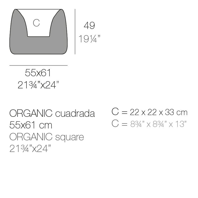 ORGANIC SQUARE PLANTER 55x61x49 cm