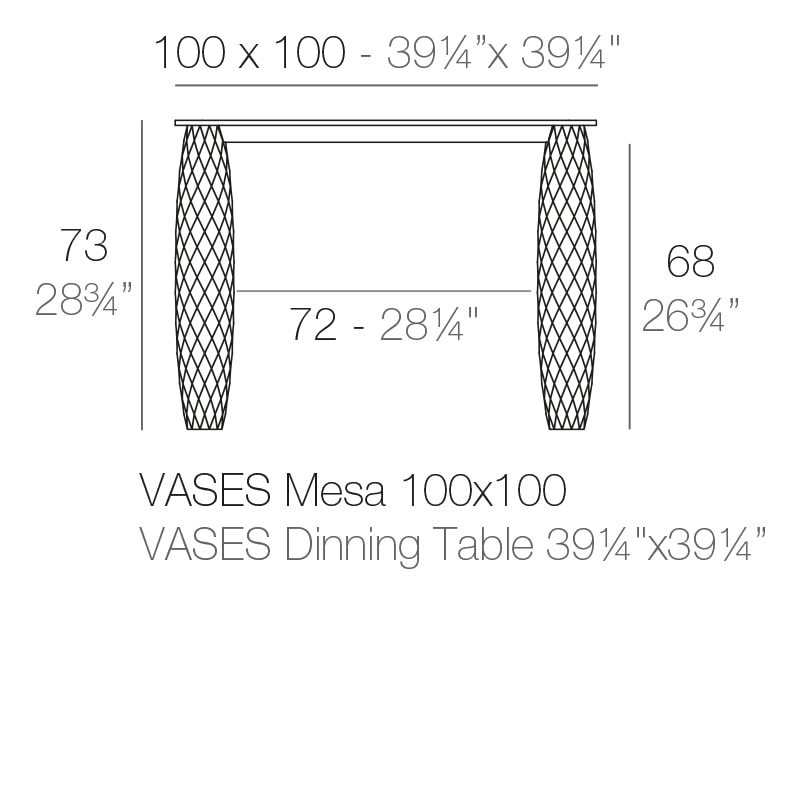  VASES TABLE 100x100x73 cm
