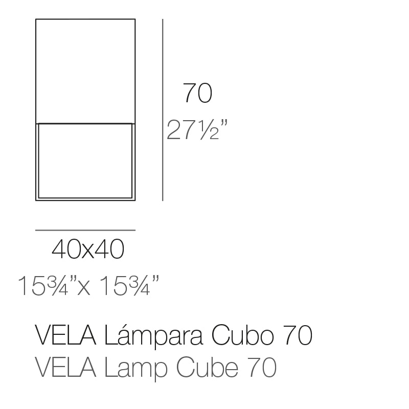 VELA CUBE LAMP 40x40x70 cm