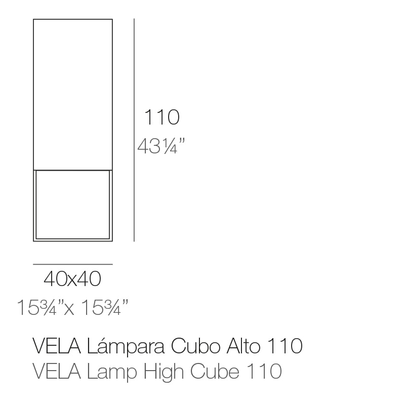 VELA HIGH CUBE LAMP 40x40x110 cm