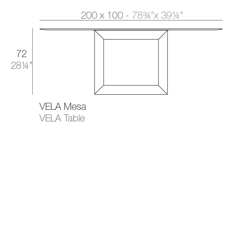  VELA TABLE 200x100x72 cm
