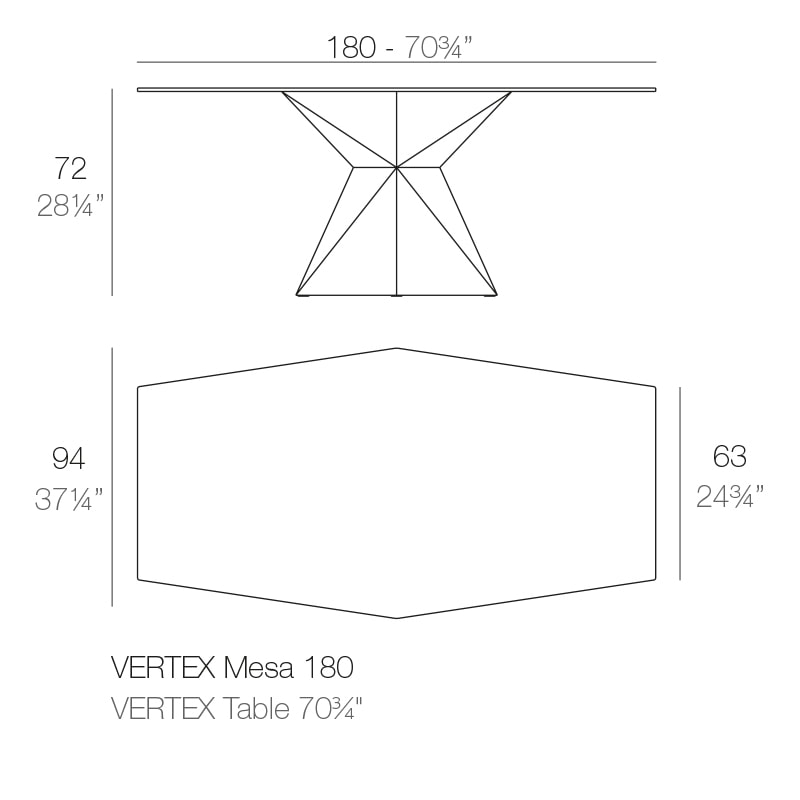 Tisch V-VERTEX Mesa 180x94x72 cm, HPL Tabletop