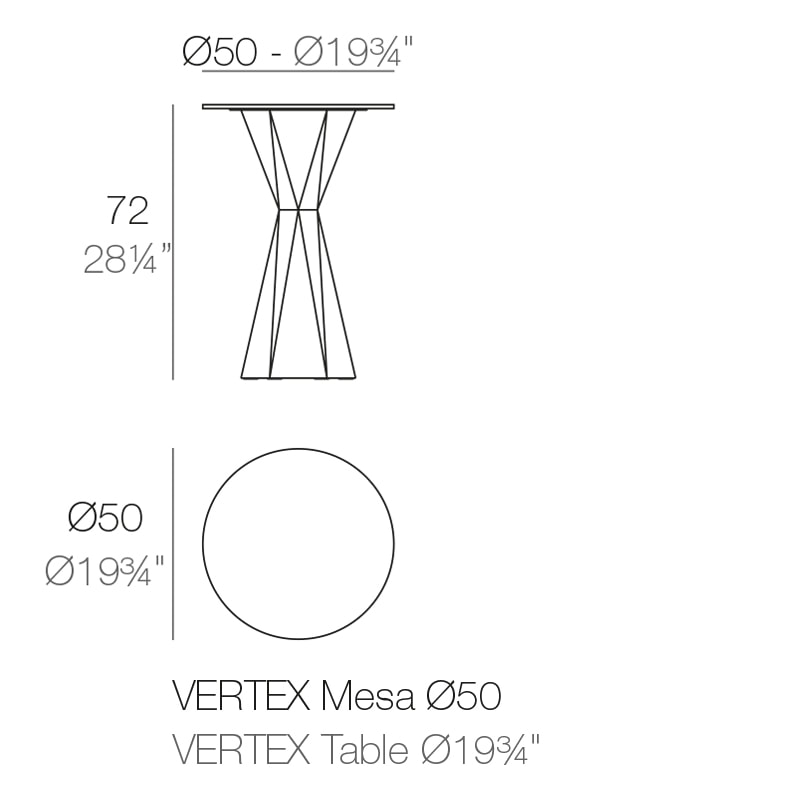 VERTEX TABLE Dm. 50x72 cm HPL