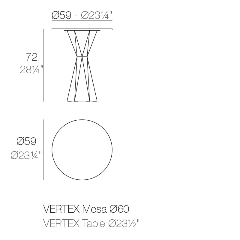 VERTEX TABLE Dm. 59x72 cm HPL