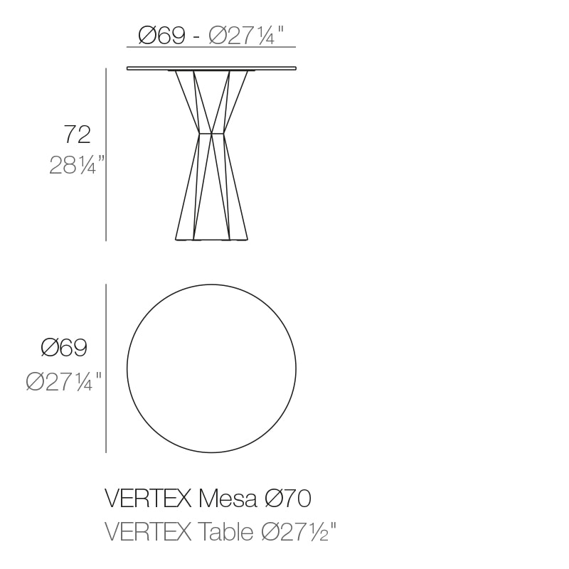 VERTEX TABLE Dm. 69x72 cm HPL