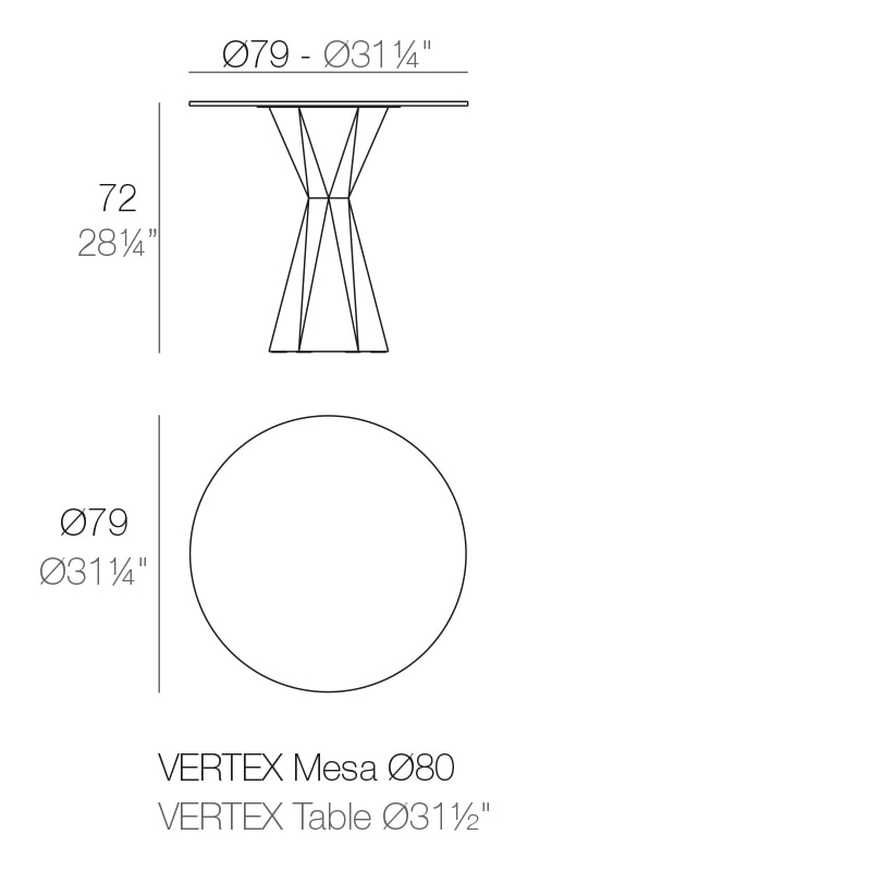 VERTEX TABLE Dm. 79x72 cm HPL