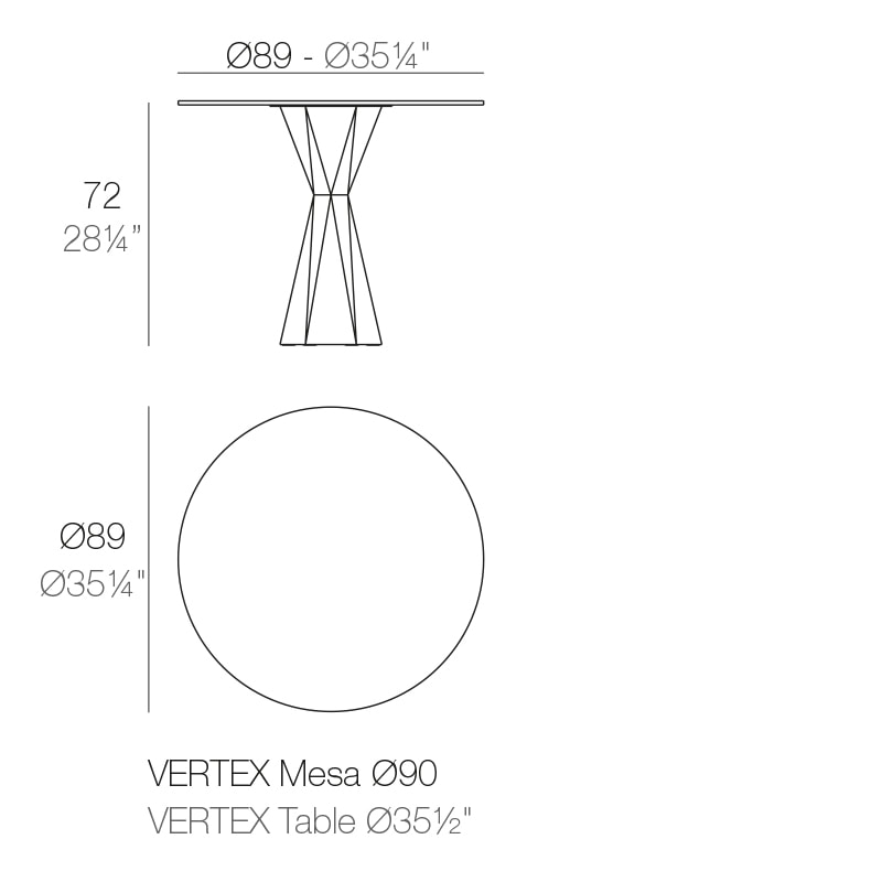 VERTEX TABLE Dm. 89x72 cm HPL