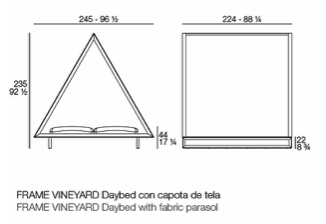 Maßbild VINEYARD Daybed Fabric Roof, Ref. 54321