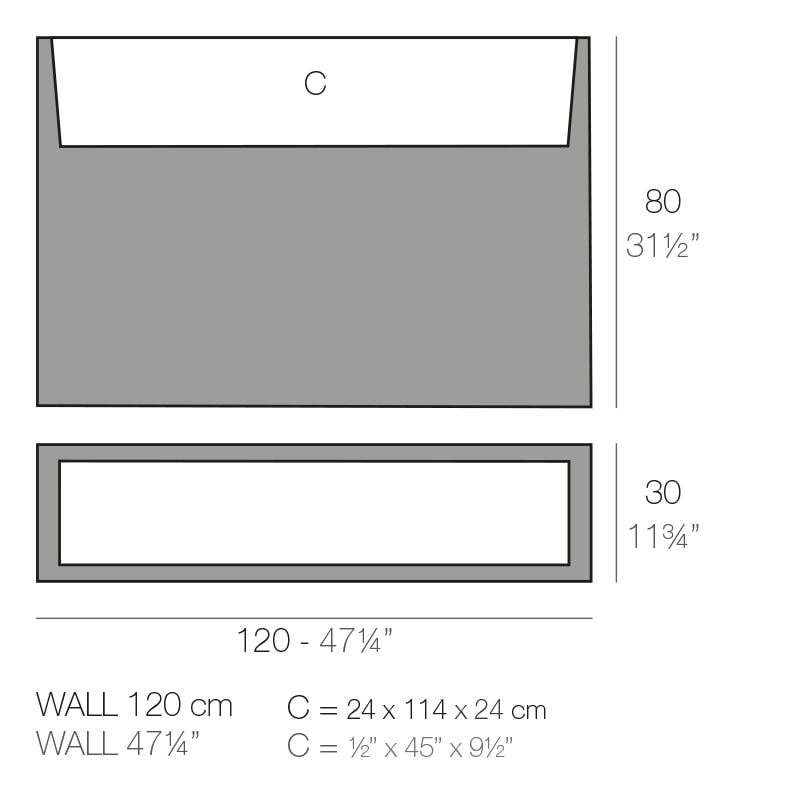 WALL PLANTERS 120x30x80 cm