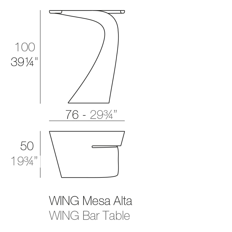 WING BAR TABLE 76x50x100 cm