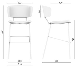 Maßbild Flexi Chair 122 Barhocker