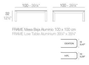 FRAME Aluminium Tisch 100x100x32
