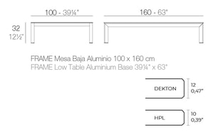 FRAME Aluminium Tisch 160x100x32