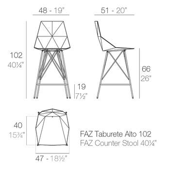FAZ Bar Stuhl 50x51x102 cm