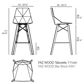 FAZ Holz Bar Stuhl 53x52x111 cm