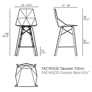 FAZ Holz Bar Stuhl 50x51x102 cm