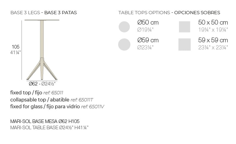 MARI-SOL Tisch Gestell ø 62 cm, h 105 cm