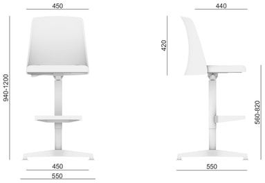 Maßbild Melody Chair 367,F34-N6 Barhocker drehbar