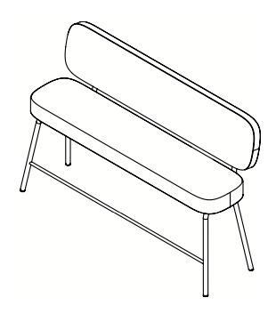 PULLY Bench Bar Bank mit Rückenlehne Sitzhöhe 75 cm, h 120x b 180 x t 57 cm