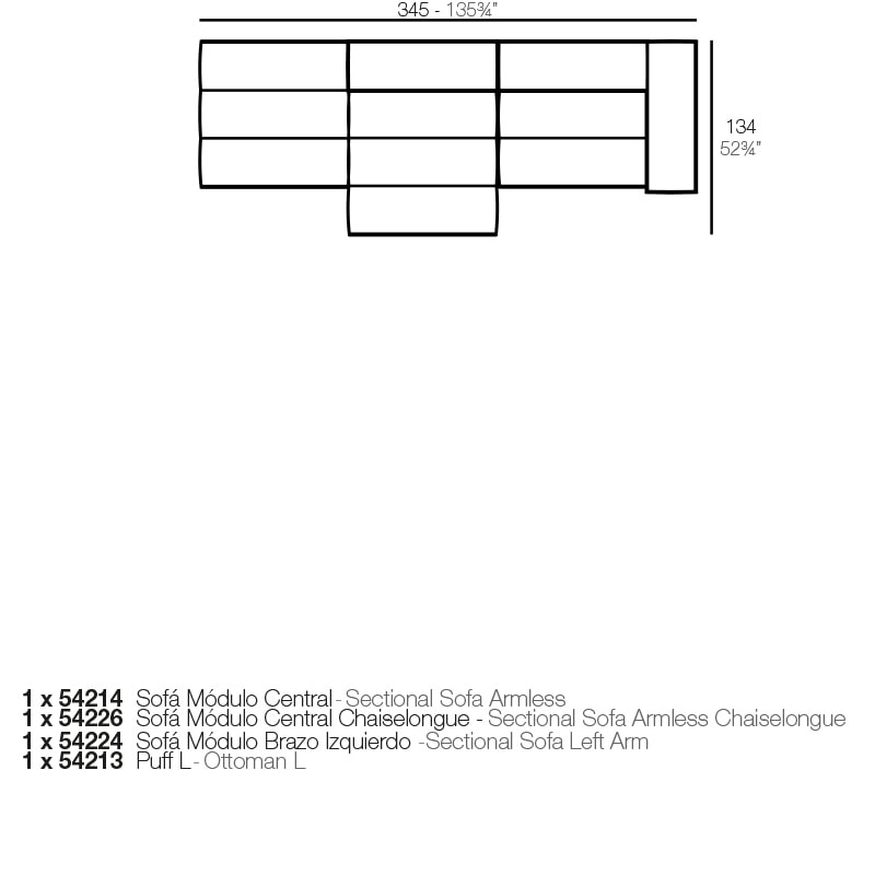 TABLET SECTIONAL SOFA ARMLESS Ref. 54214_01